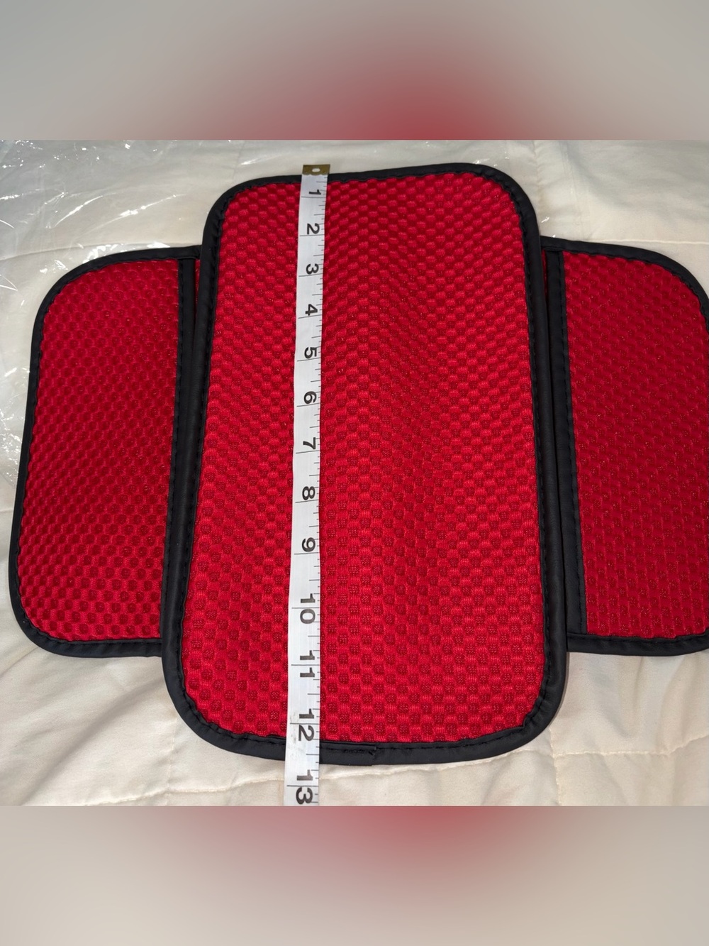 Red auto arm rest slipcover with side pockets - Picture 1 of 4
